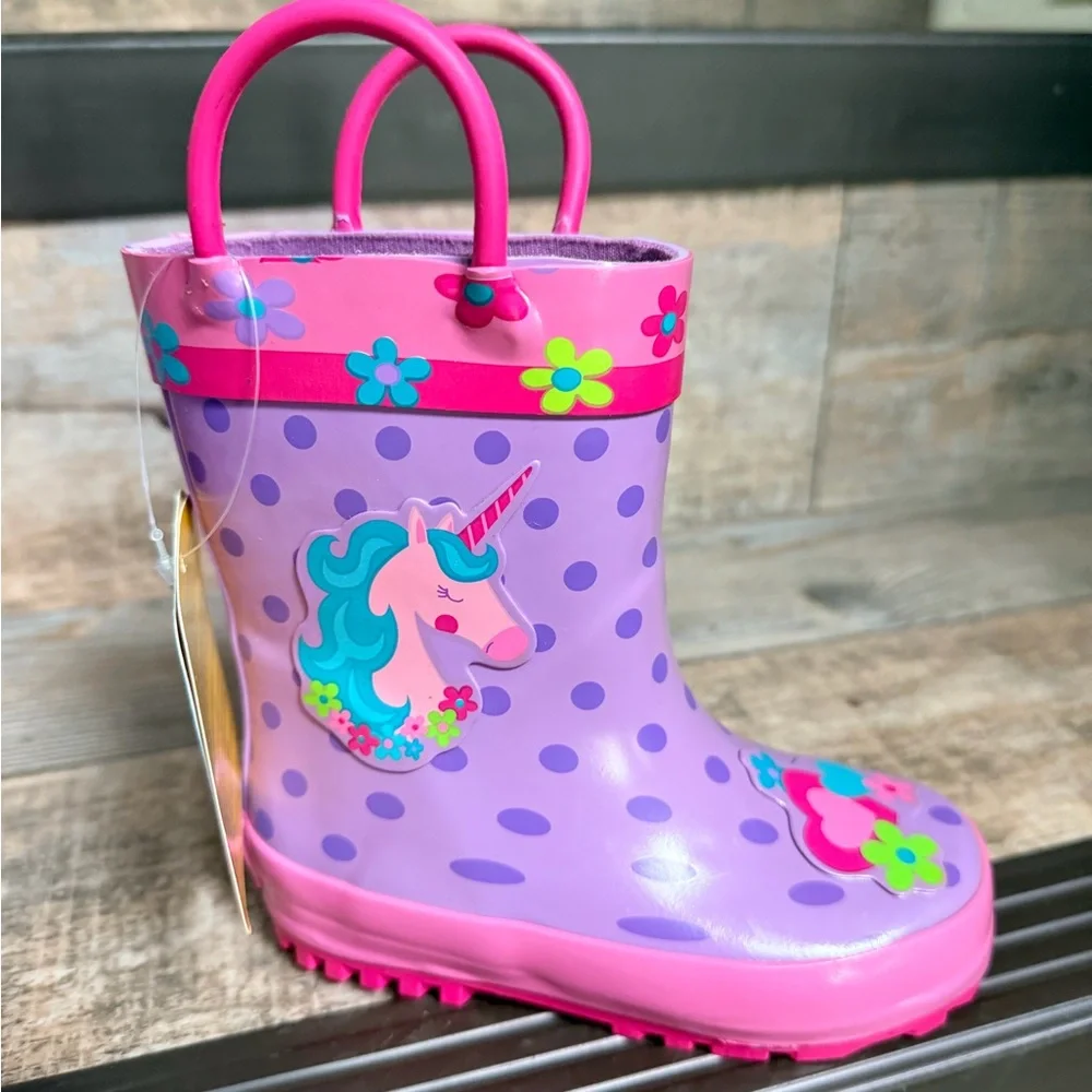 Stephen Joseph Size 6 Purple Unicorn Kids Rain Boots